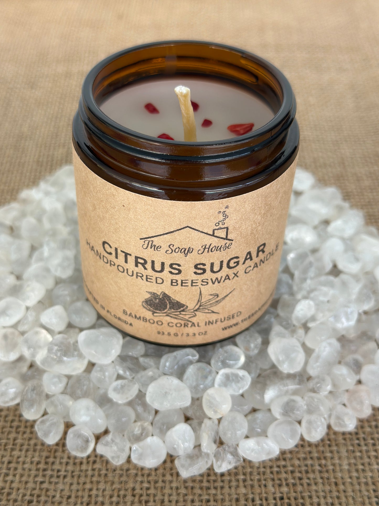 Hand Poured Beeswax Candle - Citrus Sugar