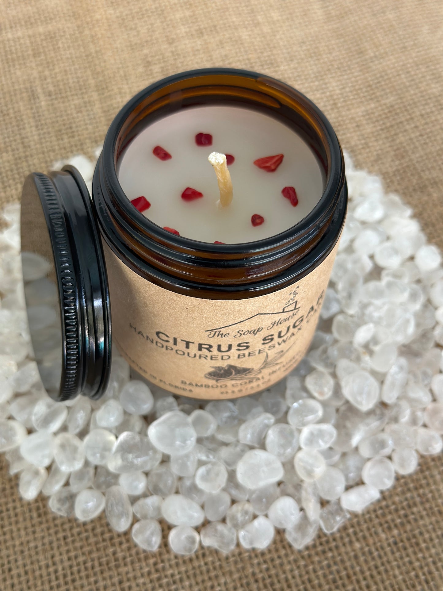 Hand Poured Beeswax Candle - Citrus Sugar