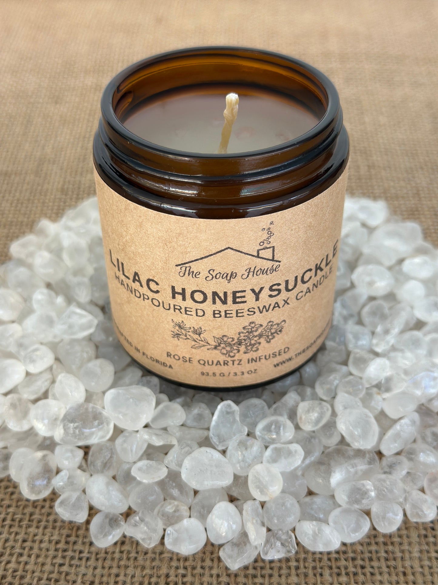 Hand Poured Beeswax Candle - Lilac Honeysuckle