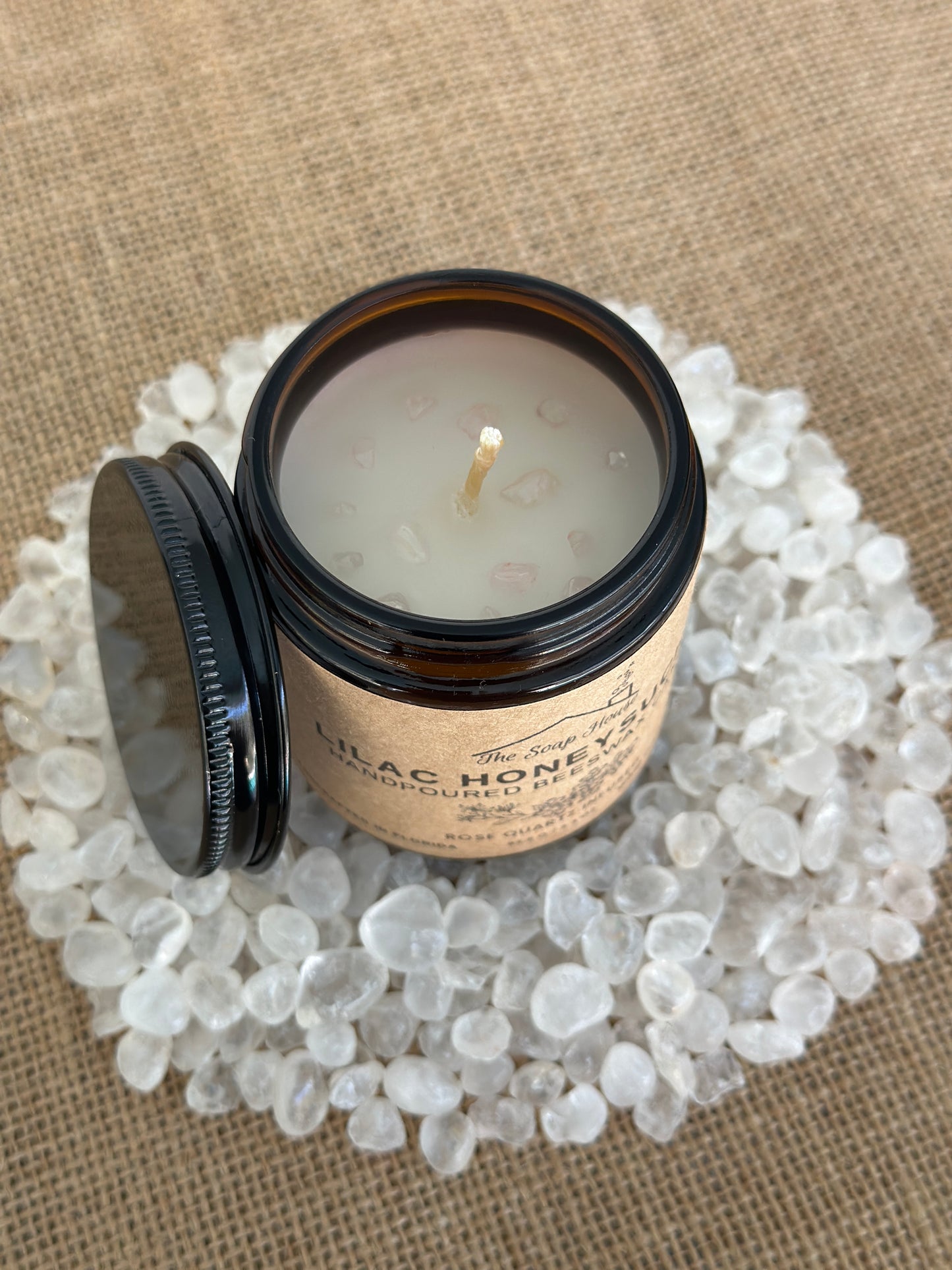 Hand Poured Beeswax Candle - Lilac Honeysuckle