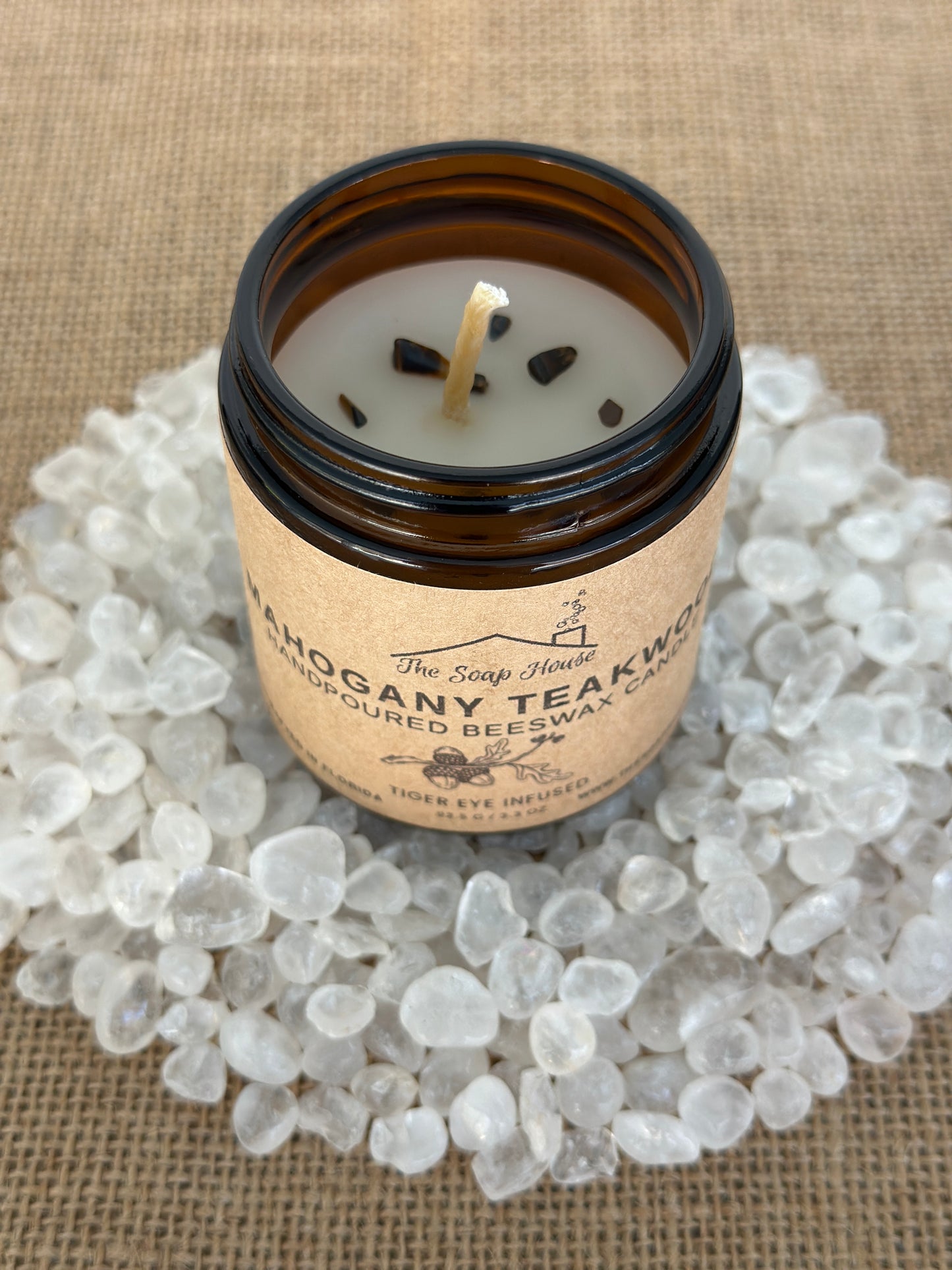 Hand Poured Beeswax Candle - Mahogany Teakwood