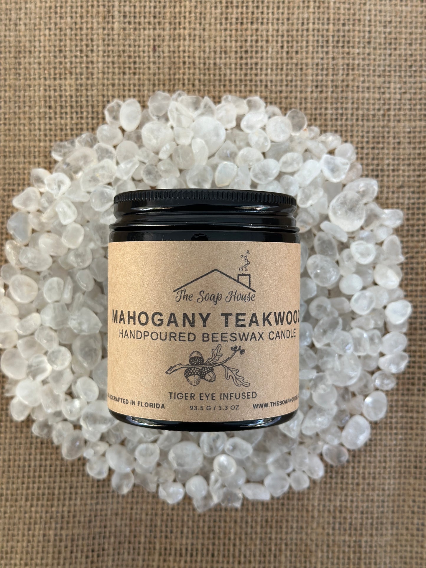 Hand Poured Beeswax Candle - Mahogany Teakwood