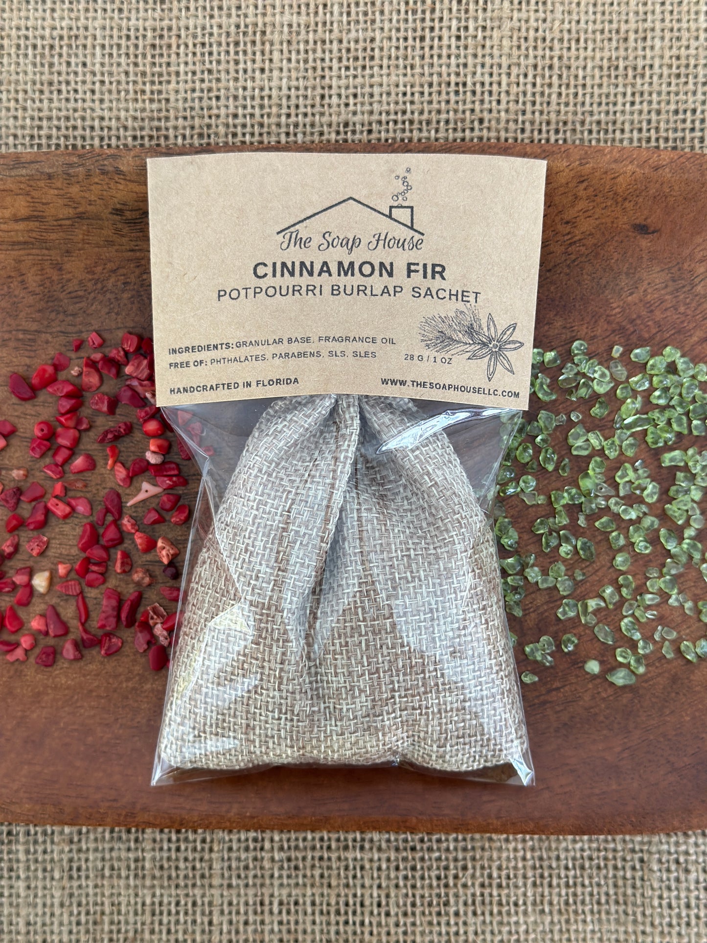 Potpourri Burlap Sachet- Coastal Christmas