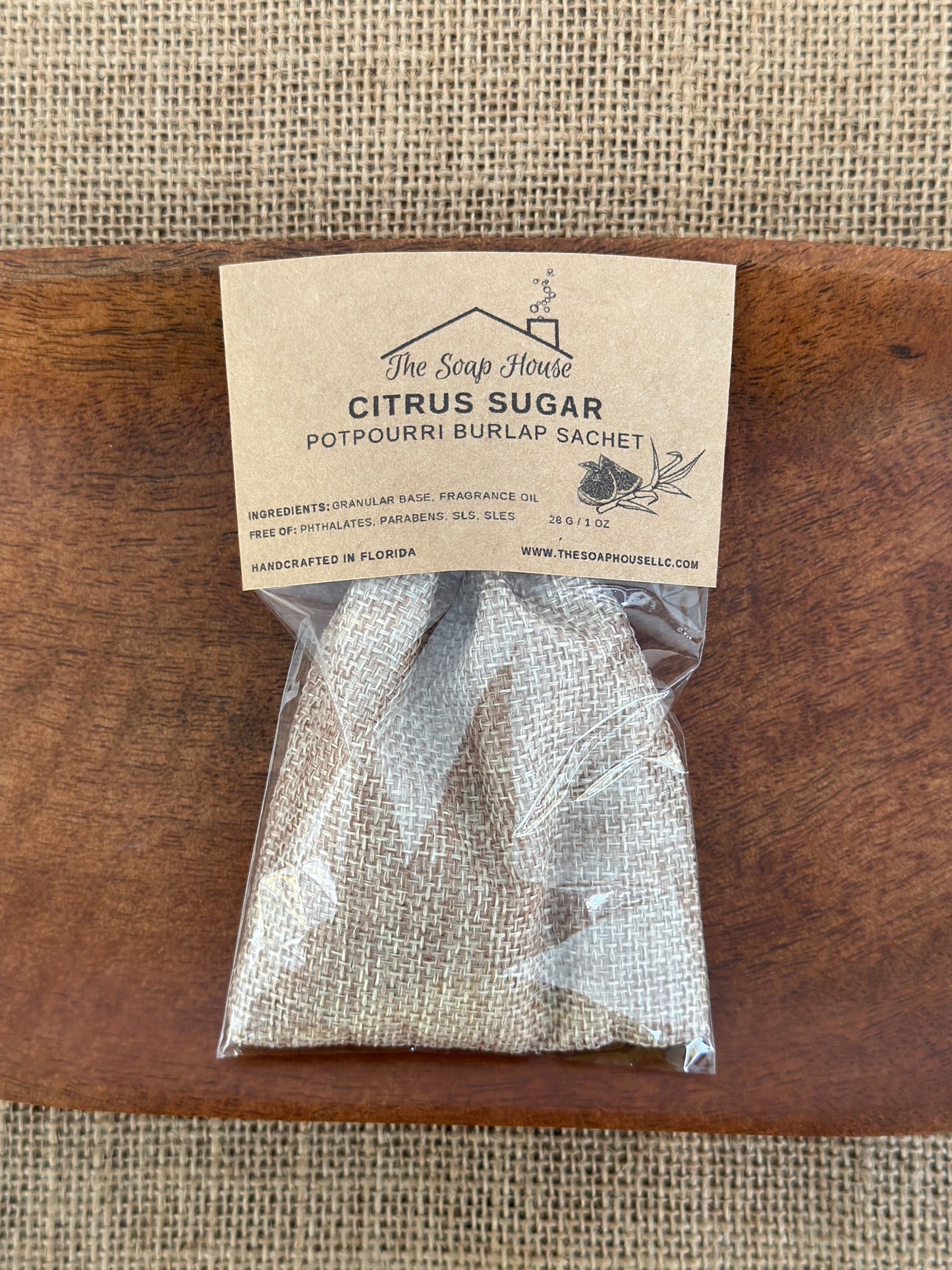 Potpourri Burlap Sachet- Citrus Sugar