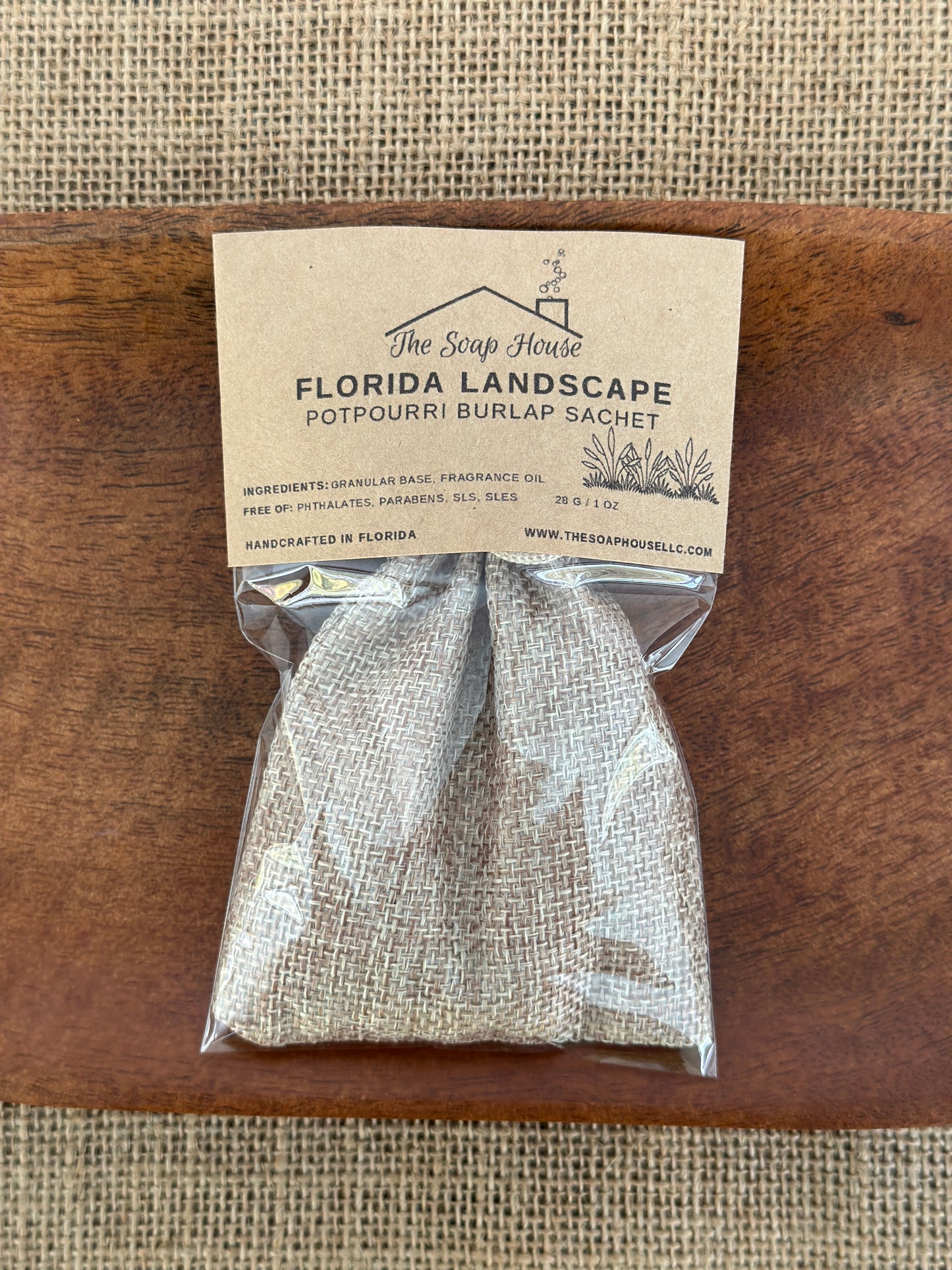 Potpourri Burlap Sachet- Florida Landscape