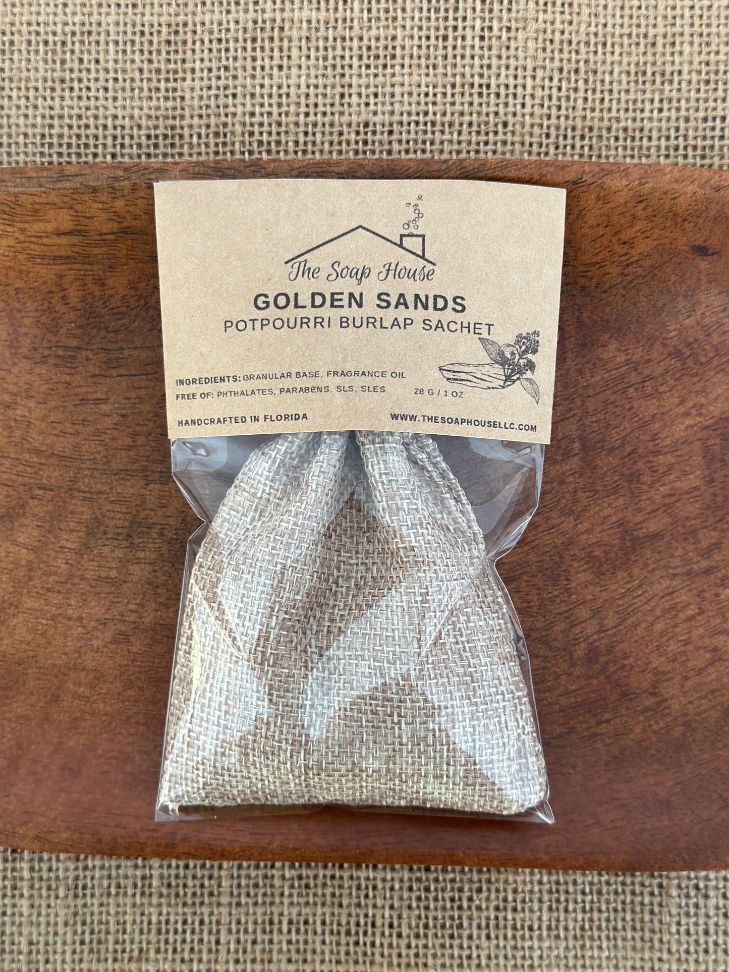 Potpourri Burlap Sachet- Golden Sands
