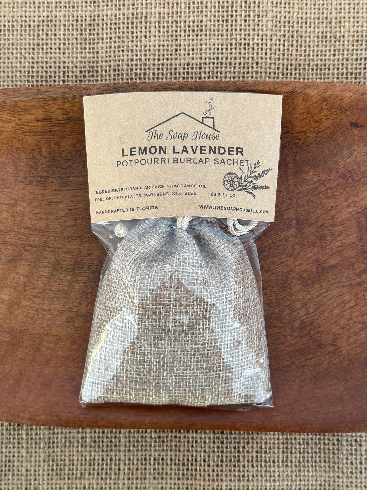 Potpourri Burlap Sachet- Lemon Lavender