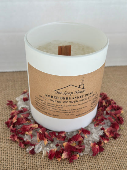 Wooden Wick Candle- Bergamot Rose