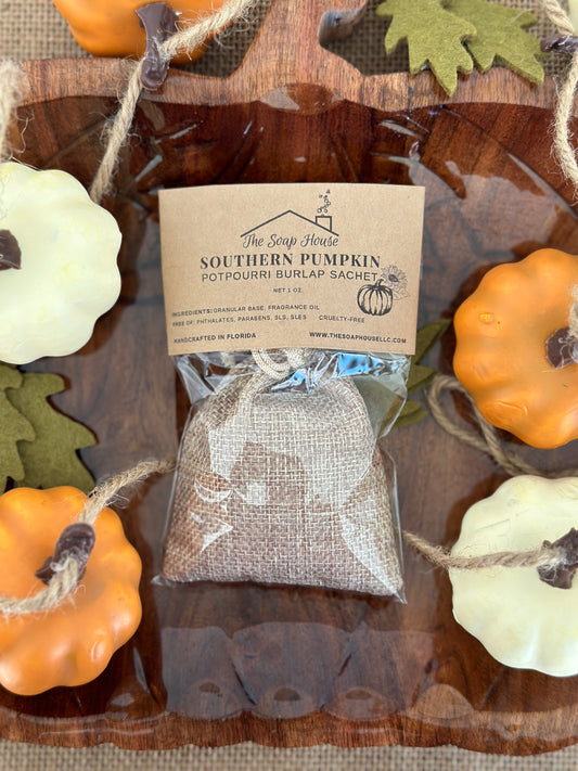 Potpourri Burlap Sachet- Southern Pumkpin