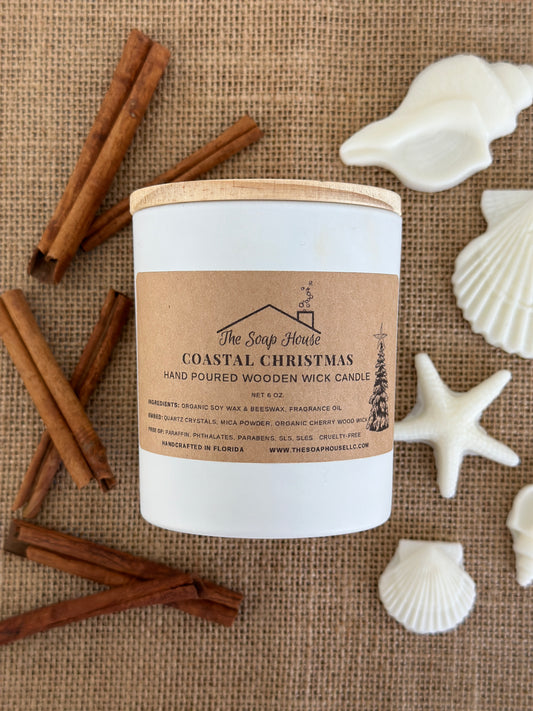 Wooden Wick Candle- Coastal Christmas