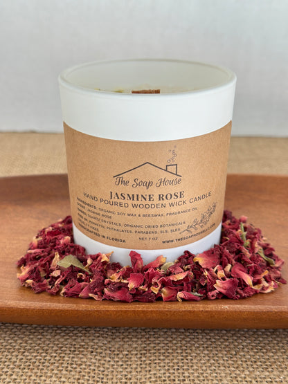 Wooden Wick Candle - Jasmine Rose