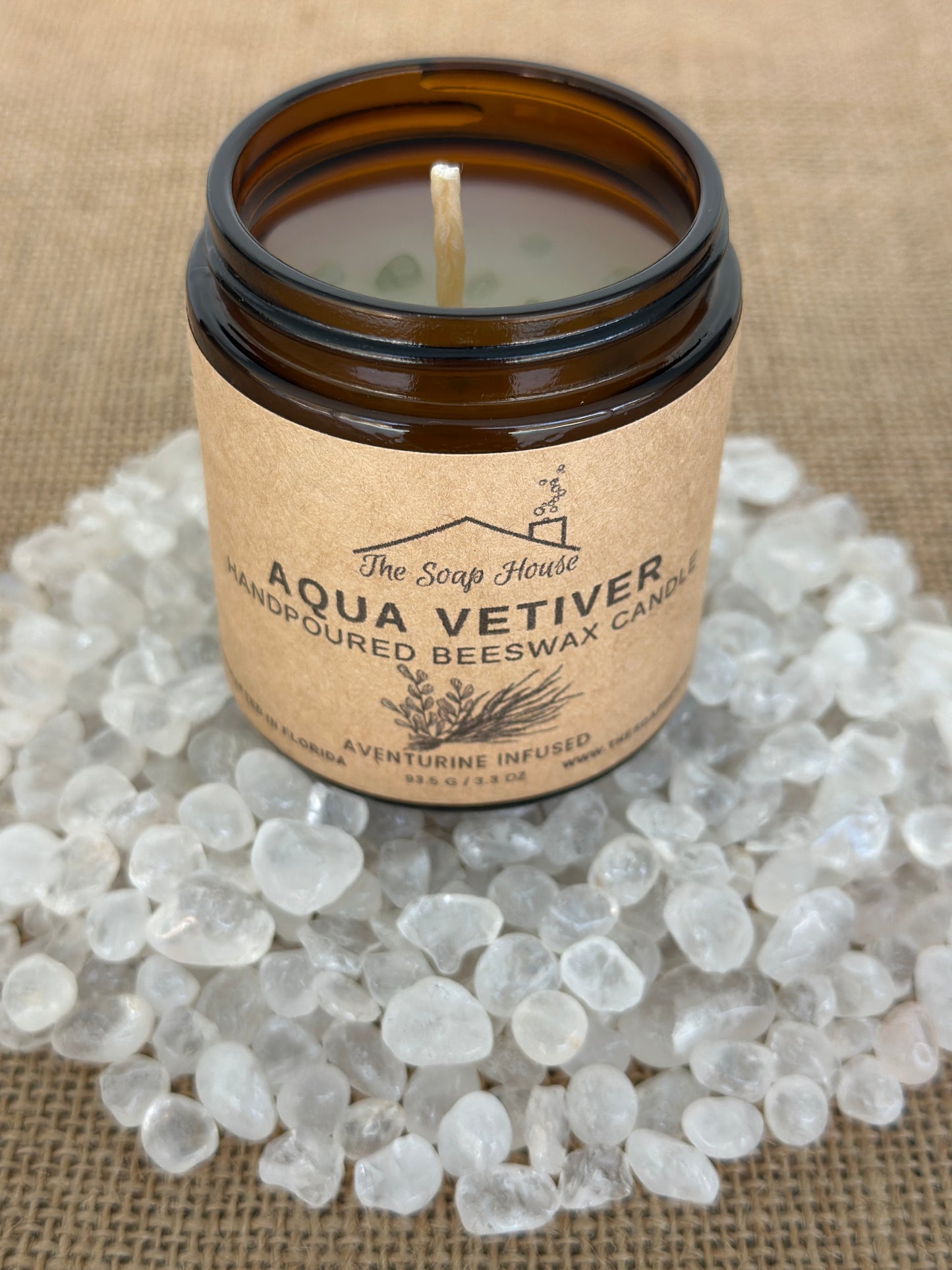Hand Poured Beeswax Candle - Aqua Vetiver