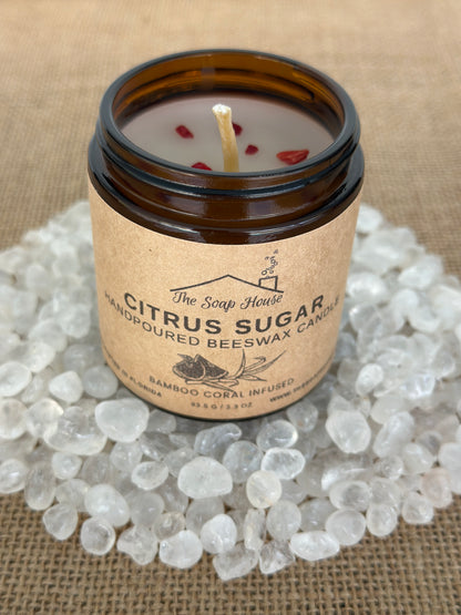 Hand Poured Beeswax Candle - Citrus Sugar