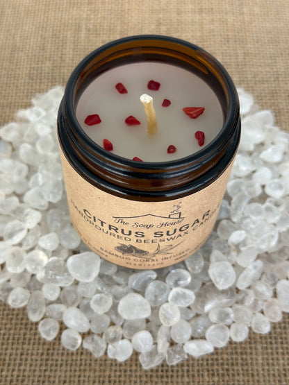 Hand Poured Beeswax Candle - Citrus Sugar