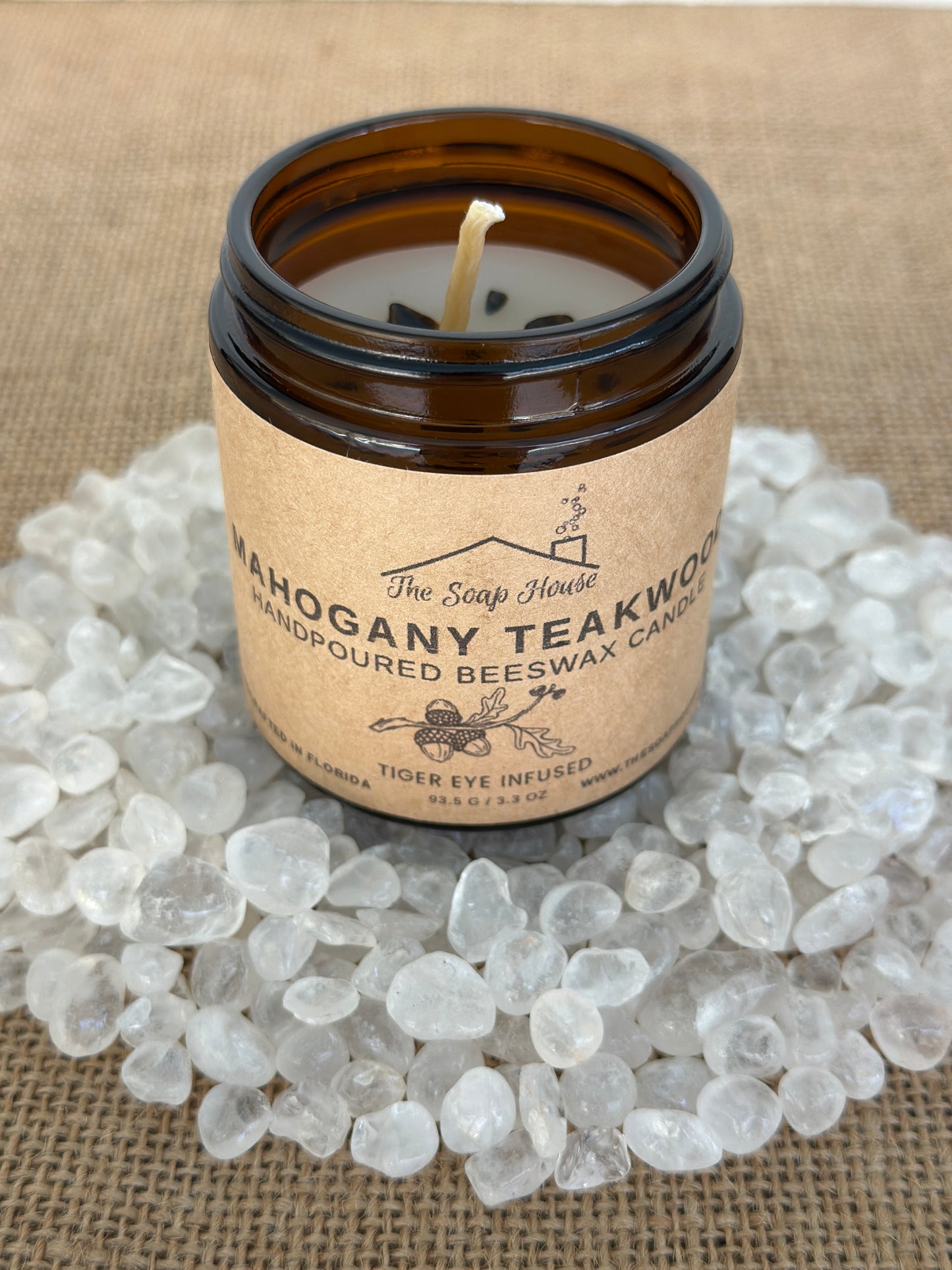 Hand Poured Beeswax Candle - Mahogany Teakwood