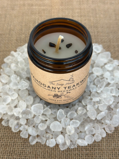 Hand Poured Beeswax Candle - Mahogany Teakwood