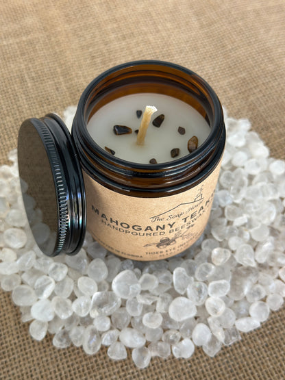 Hand Poured Beeswax Candle - Mahogany Teakwood