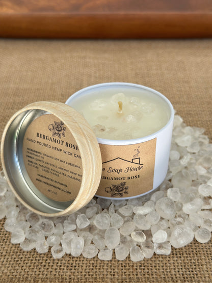 Hemp Wick Candle- Bergamot Rose