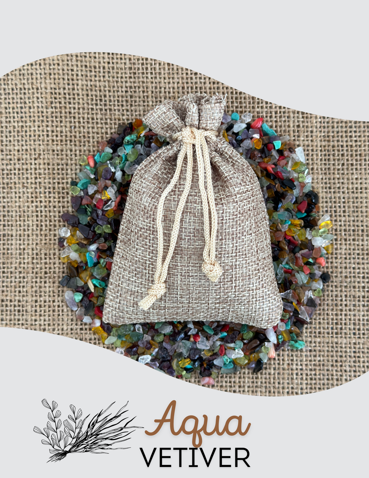 Potpourri Burlap Sachet- Aqua Vetiver