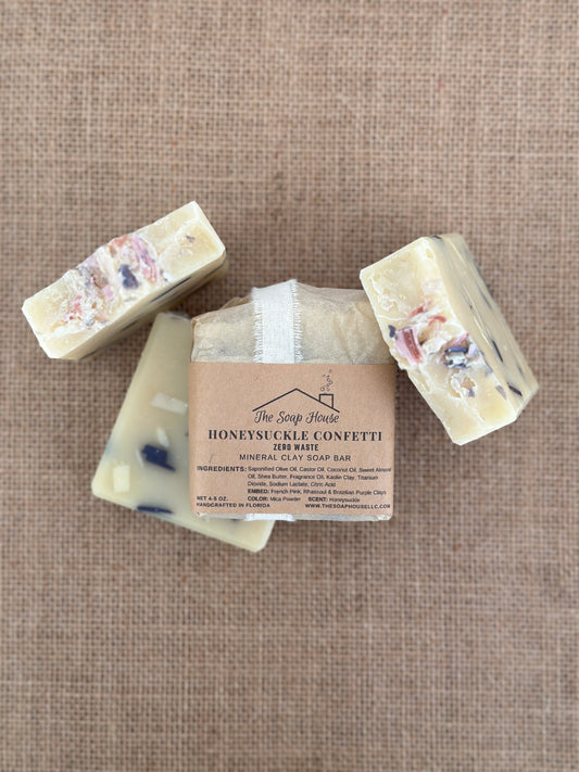 Artisan Shea Butter Soap- Honeysuckle Confetti