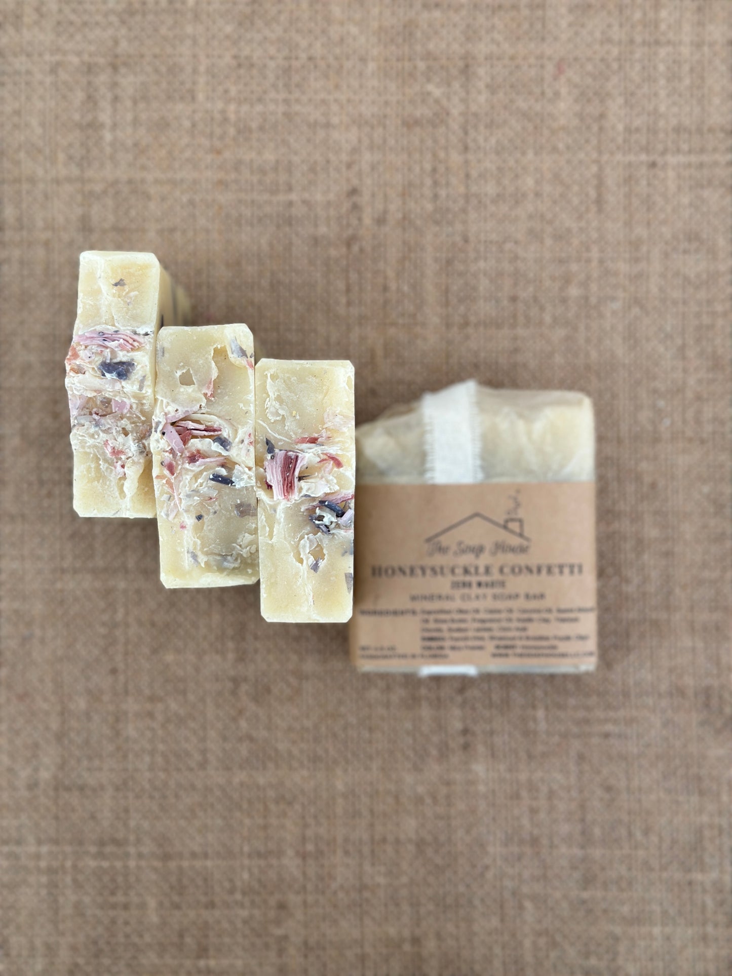 Artisan Shea Butter Soap- Honeysuckle Confetti