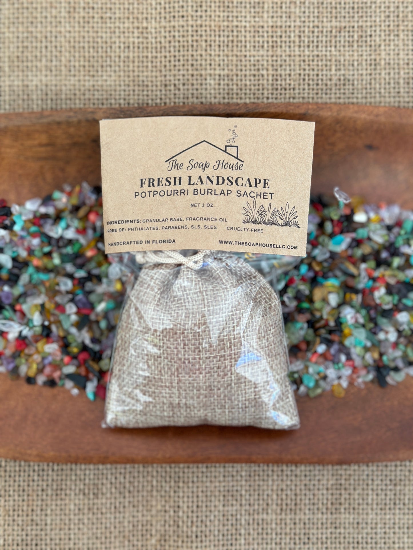 Potpourri Burlap Sachet- Florida Landscape